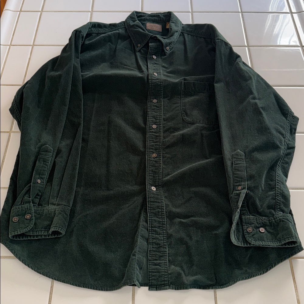 ST. John corduroy green long sleeve Shirt size L 🐈‍⬛